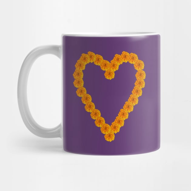 Orange Marigold Floral Heart with BACK PRINT by ellenhenryflorals